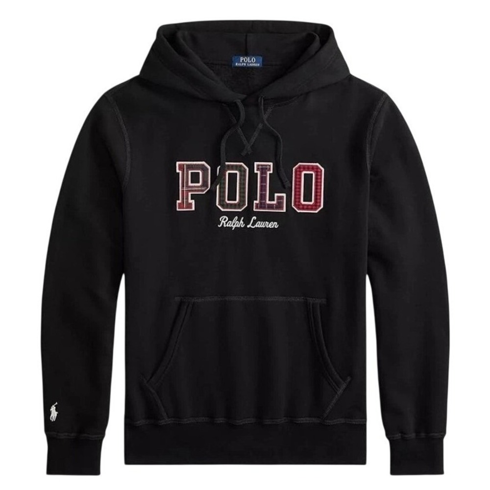 Polo Ralph Lauren Mens 2XLT Black The RL Fleece Plaid Logo Hoodie NWT
